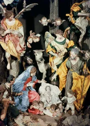 La Nativité, réalisée à Naples, détail de la section centrale (céramique)